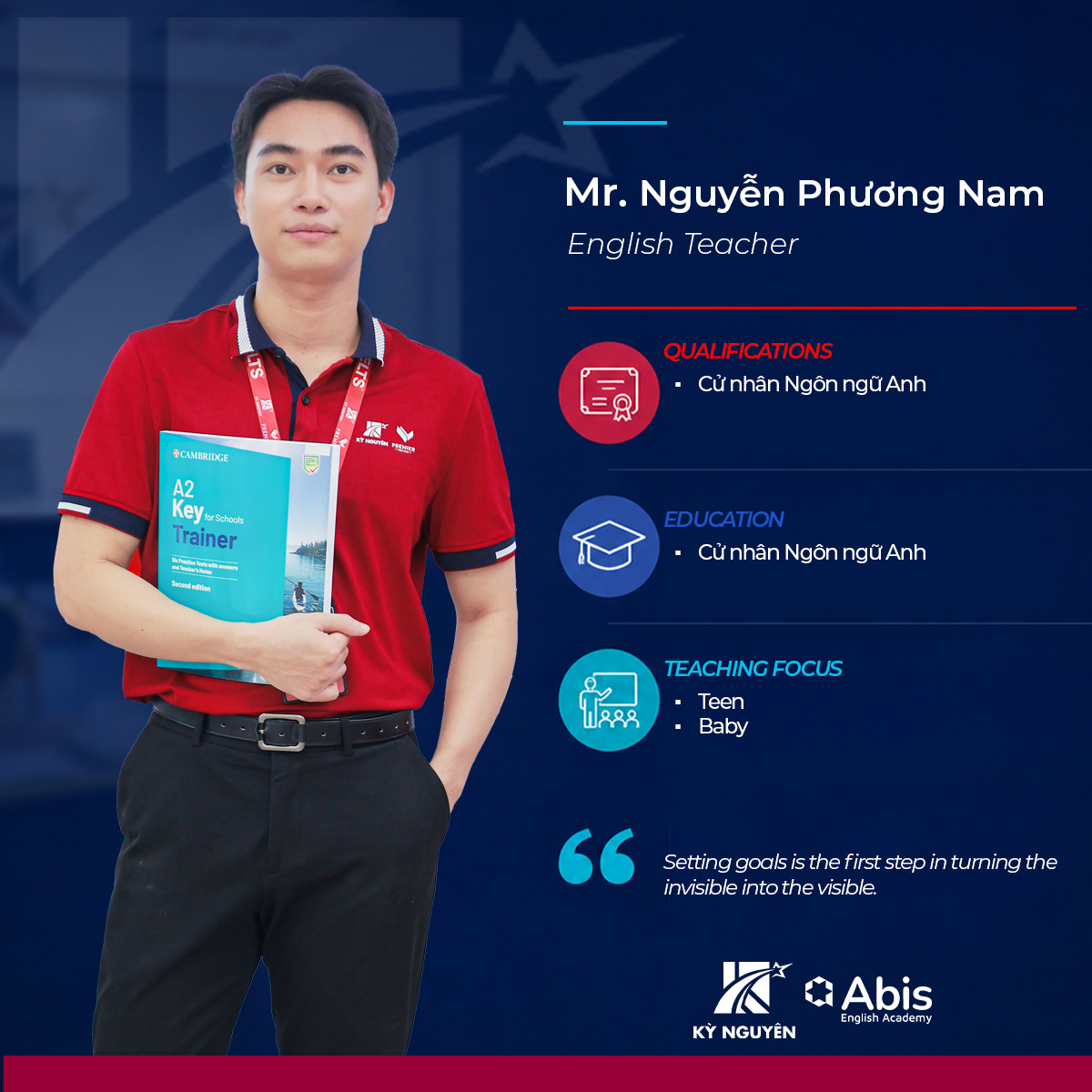 Chân dung Thầy Nguyễn Phương Nam tại Trung tâm Anh ngữ Kỳ Nguyên