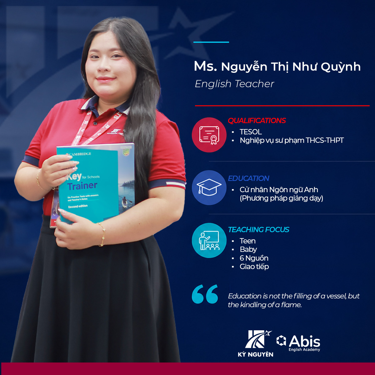 Chân dung Cô Nguyễn Thị Như Quỳnh tại Trung tâm Anh ngữ Kỳ Nguyên