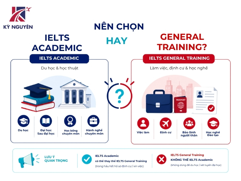 Nên lựa chọn thi IELTS Học thuật và Tổng quát 